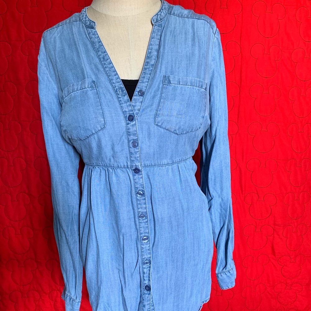 Babydoll style denim top